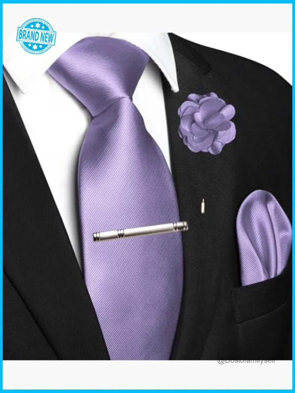 Formal Tie Set with Pocket Square Clip Pin Classic Elegant Business